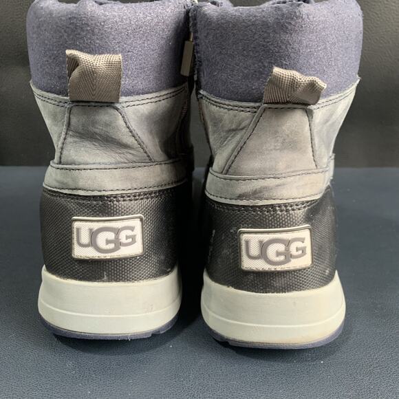 UGG Blue Gray Leather Turlock Snow Boots Men’s Size 6. 200 G Thinsulate Zip Up. main image 4
